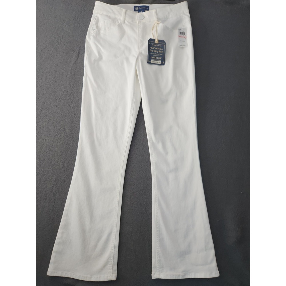 Democracy Ab Solution Itty Bitty Boot Cut Jeans White Stretch Slimming Sz 10 NWT